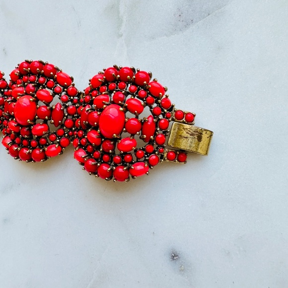 Stella & Dot  |  Statement Bracelet Cabochon Orange & Red - Picture 6 of 7